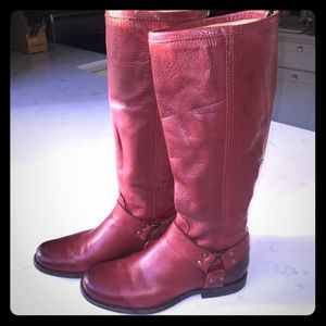 FRYE Phillip Harness Red Boots 7.5 Like New $400!